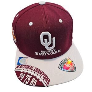 Vtg Oklahoma Sooners Barry Switzer Era National Champions Snapback Hat OU Red